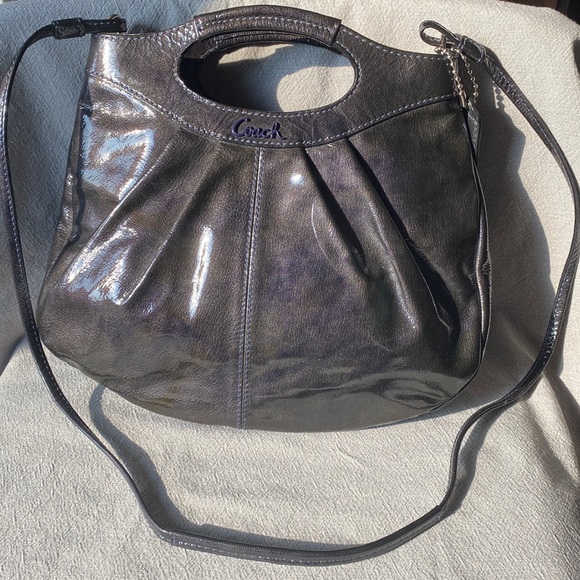 Dark Purple Patent Leather Coach Purse - Picture 1 of 8
